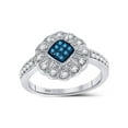 thumbnail image 1 of FB Jewels 10kt White Gold Womens Round Blue Color Enhanced Diamond Cluster Ring 1/4 Cttw, 1 of 1