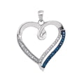 thumbnail image 1 of FB Jewels 10kt White Gold Womens Round Blue Color Enhanced Diamond Heart Outline Pendant 1/6 Cttw, 1 of 1