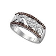 thumbnail image 1 of FB Jewels 10kt White Gold Womens Round Brown Diamond Floral Band Ring 1/2 Cttw Size 8.5, 1 of 1