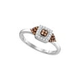 thumbnail image 1 of FB Jewels 10kt White Gold Womens Round Brown Diamond Square Cluster Ring 1/5 Cttw Size 8.5, 1 of 1