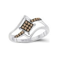 thumbnail image 1 of FB Jewels 10kt White Gold Womens Round Brown Diamond Square Cluster Ring 1/6 Cttw, 1 of 1