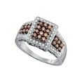 thumbnail image 1 of FB Jewels 10kt White Gold Womens Round Brown Diamond Square Cluster Ring 5/8 Cttw Size 8.5, 1 of 1