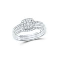 thumbnail image 1 of FB Jewels 10kt White Gold Womens Round Diamond 3-Piece Cluster Bridal Wedding Engagement Ring Band Set 1/2 Cttw, 1 of 1