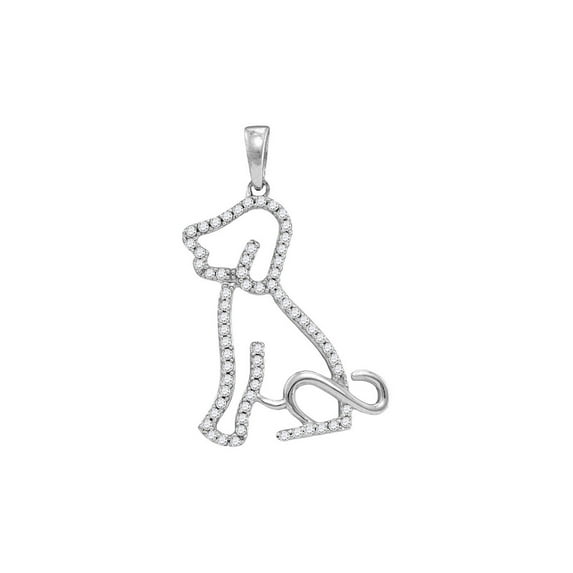 FB Jewels 10kt White Gold Womens Round Diamond Animal Dog Puppy Pendant 1/5 Cttw