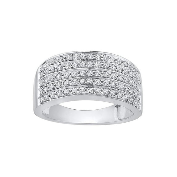 FB Jewels 10kt White Gold Womens Round Diamond Band Ring 1/10 Cttw