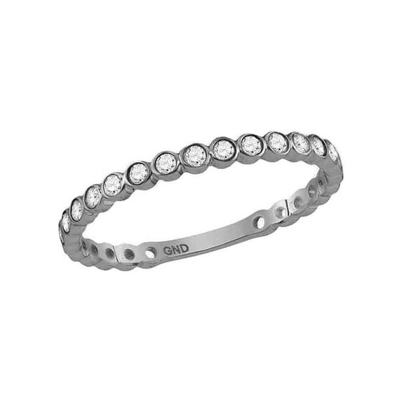 FB Jewels 10kt White Gold Womens Round Diamond Bezel Set Stackable Band Ring 1/5 Cttw