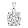 thumbnail image 1 of FB Jewels 10kt White Gold Womens Round Diamond Cindys Dream Circle Cluster Pendant 1/2 Cttw, 1 of 2