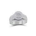 thumbnail image 1 of FB Jewels 10kt White Gold Womens Round Diamond Cluster Bridal Wedding Engagement Ring Band Set 1/2 Cttw, 1 of 1