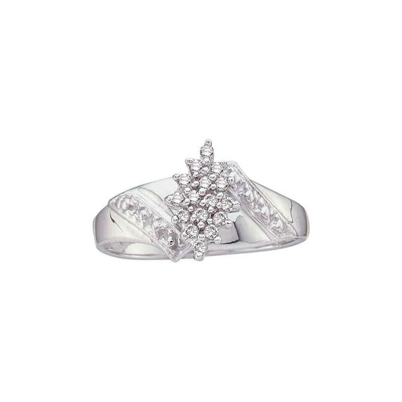 FB Jewels 10kt White Gold Womens Round Diamond Cluster Ring 1/10 Cttw Size 6.5