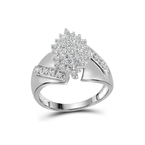 FB Jewels 10kt White Gold Womens Round Diamond Cluster Ring 1/2 Cttw Size 7.5