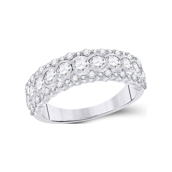 FB Jewels 10kt White Gold Womens Round Diamond Cocktail Anniversary Ring 1-1/2 Cttw