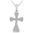 thumbnail image 1 of FB Jewels 10kt White Gold Womens Round Diamond Cross Pendant 1/4 Cttw, 1 of 1