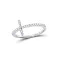 thumbnail image 1 of FB Jewels 10kt White Gold Womens Round Diamond Cross Religious Band Ring 1/5 Cttw Size 6.5, 1 of 1