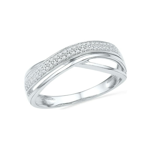FB Jewels 10kt White Gold Womens Round Diamond Crossover Band Ring 1/6 Cttw Size 5.5