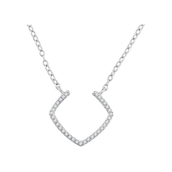 FB Jewels 10kt White Gold Womens Round Diamond Fashion Necklace 1/10 Cttw