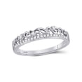 thumbnail image 1 of FB Jewels 10kt White Gold Womens Round Diamond Floral Accent Stackable Band Ring 1/12 Cttw Size 9, 1 of 1