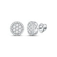 thumbnail image 1 of FB Jewels 10kt White Gold Womens Round Diamond Flower Cluster Earrings 1/2 Cttw, 1 of 1