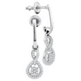 thumbnail image 1 of FB Jewels 10kt White Gold Womens Round Diamond Framed Cluster Dangle Earrings 1/5 Cttw, 1 of 1