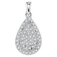 thumbnail image 1 of FB Jewels 10kt White Gold Womens Round Diamond Framed Teardrop Cluster Pendant 1/4 Cttw, 1 of 1