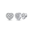 thumbnail image 1 of FB Jewels 10kt White Gold Womens Round Diamond Heart Cluster Earrings 1/20 Cttw, 1 of 1