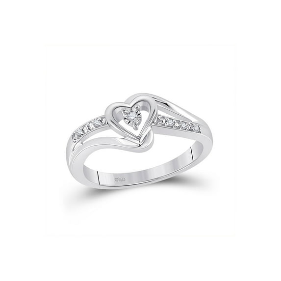 FB Jewels 10kt White Gold Womens Round Diamond Heart Promise Ring .03 Cttw Size 5.5
