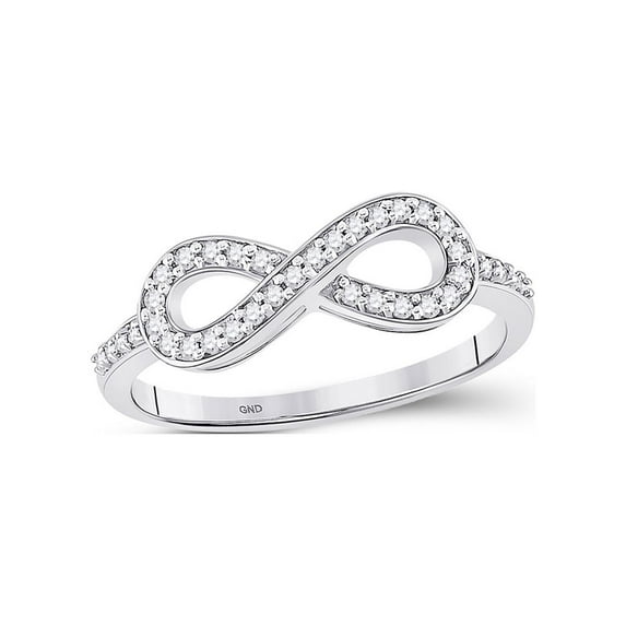 FB Jewels 10kt White Gold Womens Round Diamond Infinity Ring 1/5 Cttw Size 9
