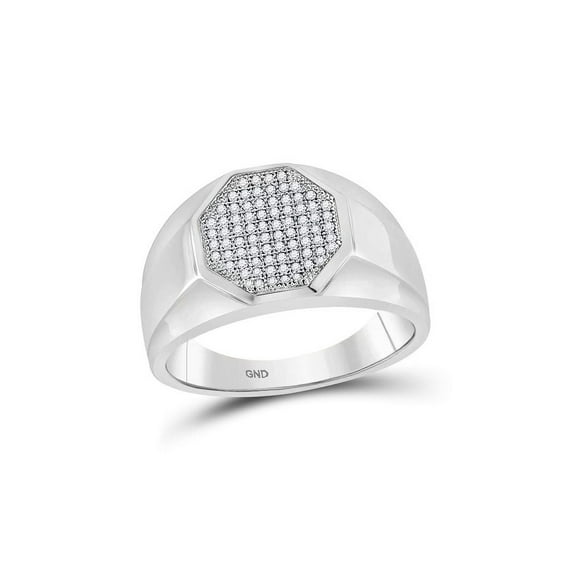 FB Jewels 10kt White Gold Womens Round Diamond Octagon Cluster Ring 1/4 Cttw