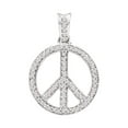 thumbnail image 1 of FB Jewels 10kt White Gold Womens Round Diamond Peace Sign Circle Pendant 1/4 Cttw, 1 of 1