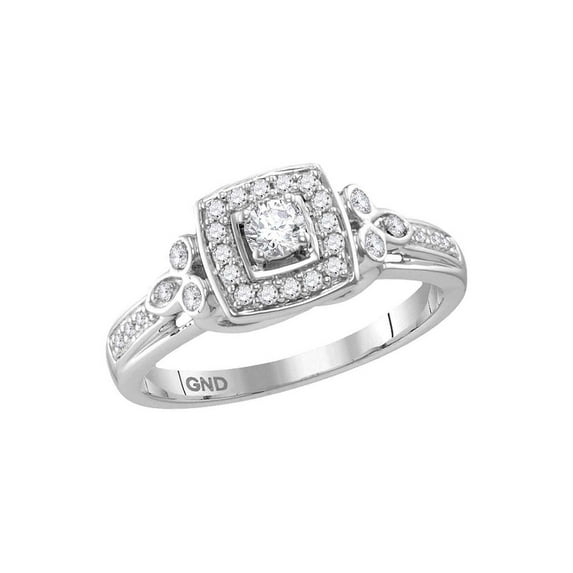 FB Jewels 10kt White Gold Womens Round Diamond Round Halo Bridal Wedding Engagement Ring 1/3 Cttw