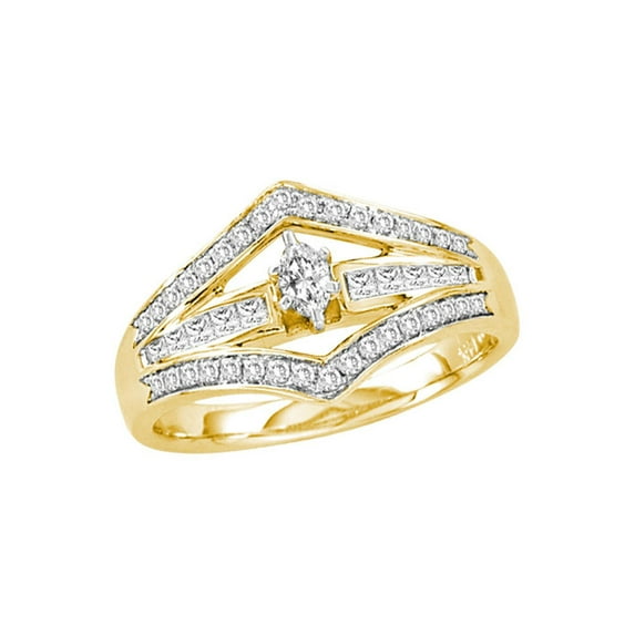 FB Jewels 10kt White Gold Womens Round Diamond Simple Heart Cluster Ring 1/20 Cttw Size 7.5