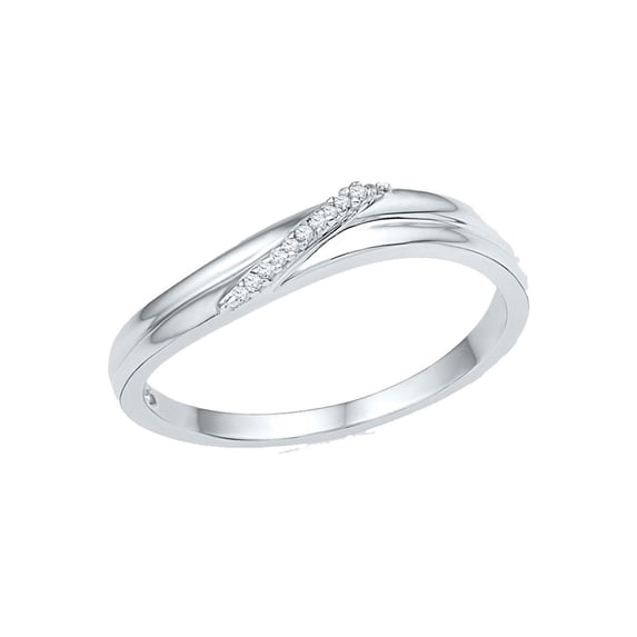 FB Jewels 10kt White Gold Womens Round Diamond Simple Single Row Band Ring .03 Cttw