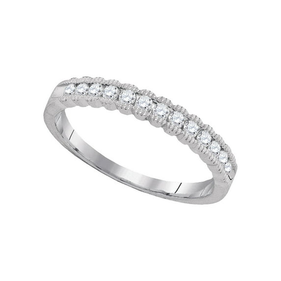 FB Jewels 10kt White Gold Womens Round Diamond Single Row Band Ring 1/4 Cttw