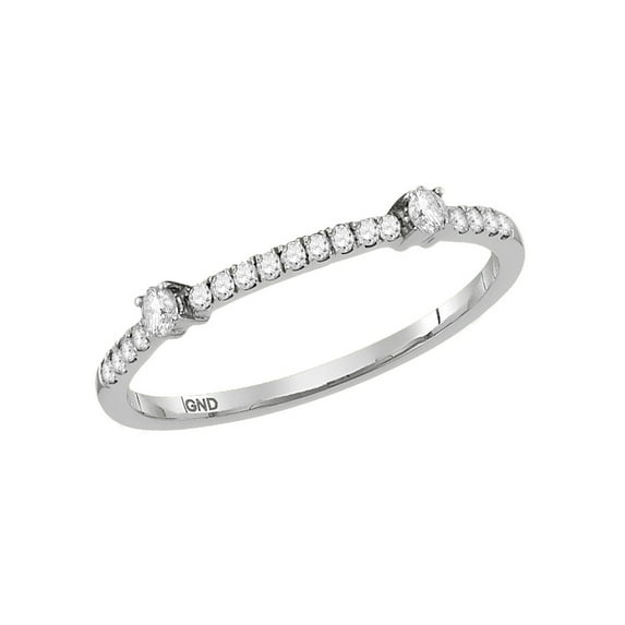 FB Jewels 10kt White Gold Womens Round Diamond Single Row Stackable Band Ring 1/6 Cttw Size 7