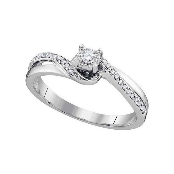 FB Jewels 10kt White Gold Womens Round Diamond Solitaire Bridal Wedding Engagement Ring 1/8 Cttw
