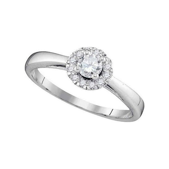 FB Jewels 10kt White Gold Womens Round Diamond Solitaire Halo Bridal Wedding Engagement Ring 1/3 Cttw