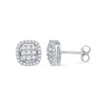 thumbnail image 1 of FB Jewels 10kt White Gold Womens Round Diamond Square Cluster Earrings 1/2 Cttw, 1 of 1