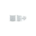 thumbnail image 1 of FB Jewels 10kt White Gold Womens Round Diamond Square Cluster Stud Earrings 1.00 Cttw In Pave Setting (I1-I2 clarity; I-J color), 1 of 1