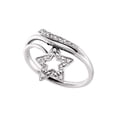 thumbnail image 1 of FB Jewels 10kt White Gold Womens Round Diamond Star Bypass Band Ring .03 Cttw Size 5.5, 1 of 1
