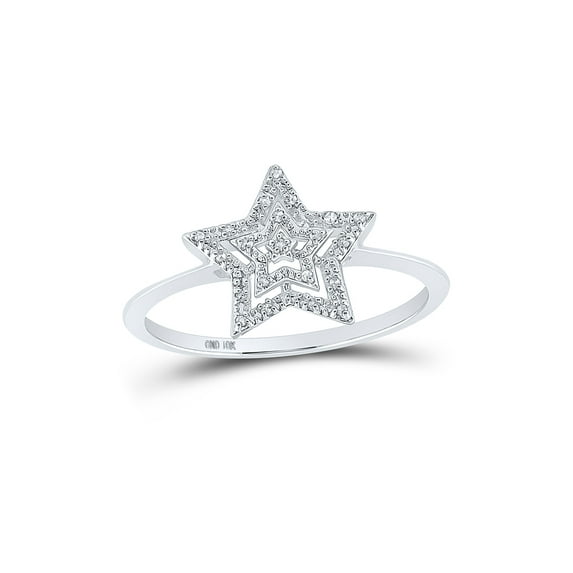 FB Jewels 10kt White Gold Womens Round Diamond Star Ring 1/20 Cttw Size 8