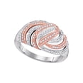 thumbnail image 1 of FB Jewels 10kt White Gold Womens Round Diamond Striped Rose-tone Fashion Ring 1/4 Cttw Size 5, 1 of 1