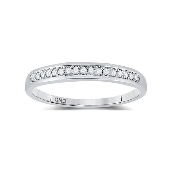 FB Jewels 10kt White Gold Womens Round Diamond Wedding Band 1/10 Cttw Size 9