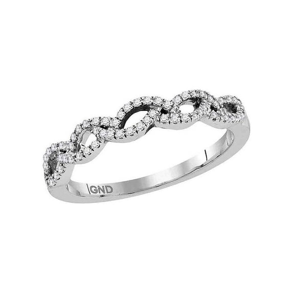 FB Jewels 10kt White Gold Womens Round Diamond Woven Band Ring 1/5 Cttw