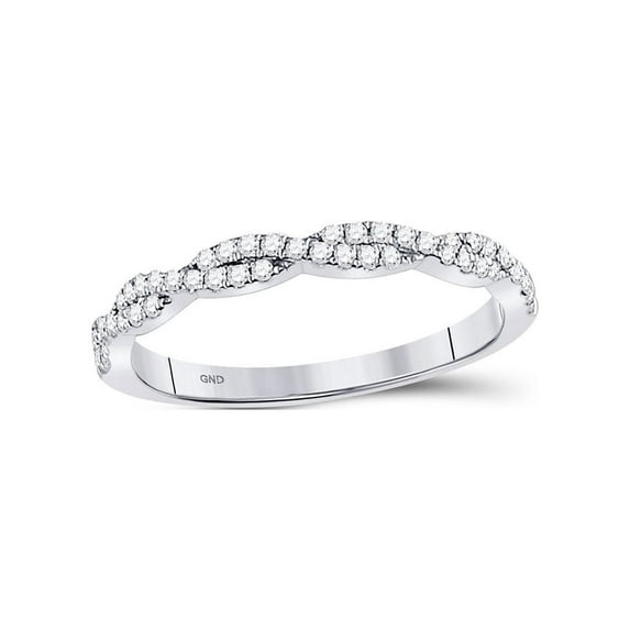 FB Jewels 10kt White Gold Womens Round Diamond Woven Twist Stackable Band Ring 1/4 Cttw Size 6.5