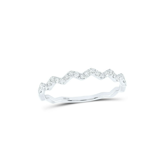 FB Jewels 10kt White Gold Womens Round Diamond Zigzag Stackable Band Ring 1/5 Cttw Size 5