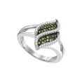 thumbnail image 1 of FB Jewels 10kt White Gold Womens Round Green Color Enhanced Diamond Cascading Fashion Ring 1/3 Cttw, 1 of 1