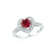 thumbnail image 1 of FB Jewels 10kt White Gold Womens Round Lab-Created Ruby Heart Ring 1.00 Cttw, 1 of 1