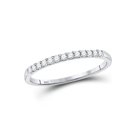FB Jewels 10kt White Gold Womens Round Pave-set Diamond Wedding Band 1/6 Cttw