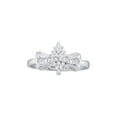 thumbnail image 1 of FB Jewels 10kt White Gold Womens Round Prong-set Diamond Oval Cluster Baguette Ring 1/10 Cttw, 1 of 3