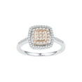 thumbnail image 1 of FB Jewels 10kt White Rose-tone Gold Womens Round Diamond Square Frame Cluster Ring 3/8 Cttw Size 7, 1 of 1