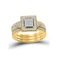 thumbnail image 1 of FB Jewels 10kt Yellow Gold Diamond Square 3-Piece Bridal Wedding Ring Band Set 1/3 Cttw, 1 of 3